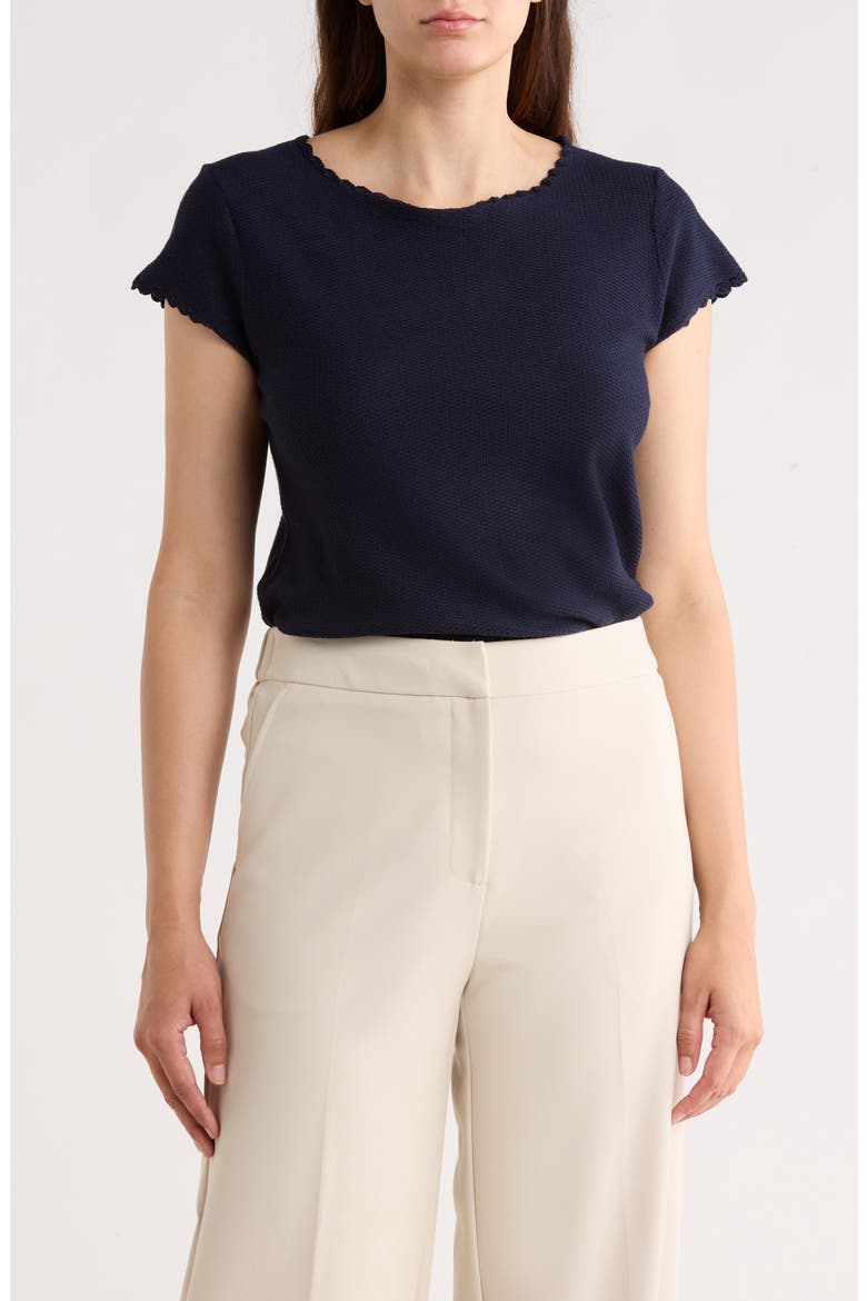 Boat Neck Cap Sleeve Seed Stitch Sweater, Main, color, NAVY