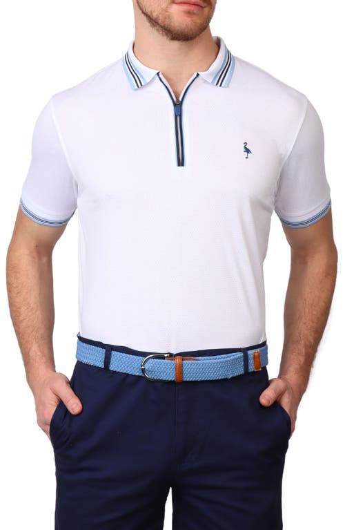 Shop Tailorbyrd Solid Perforated Performance Quarter Zip Polo In White