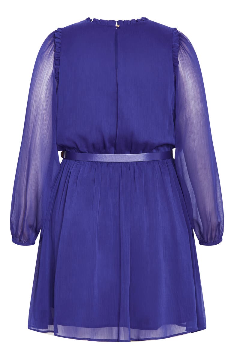 City Chic Madelynn Belted Long Sleeve Dress, Alternate, color, Lapis