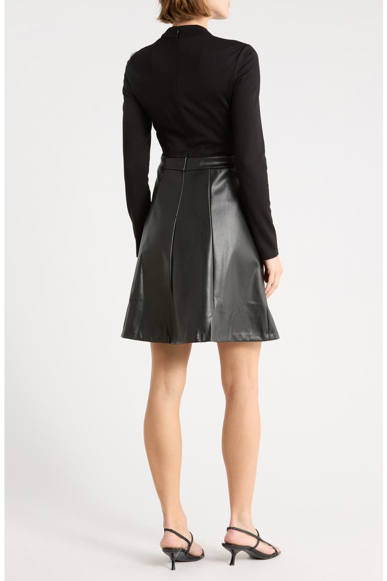 Long Sleeve Mixed Media Dress, Alternate, color, BLACK