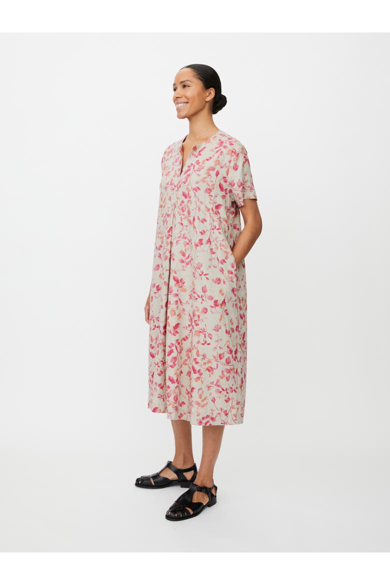 MaNipani Floral Print Midi Dress, Alternate, color, Carmine