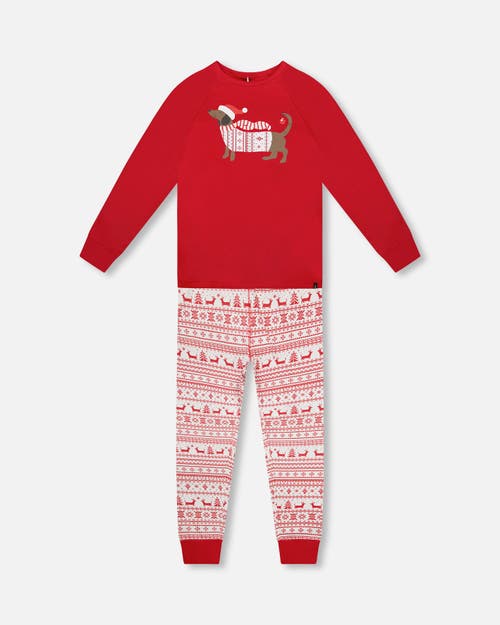 Deux Par Deux Adult Men Organic Cotton Two-piece Pajama Set In Red