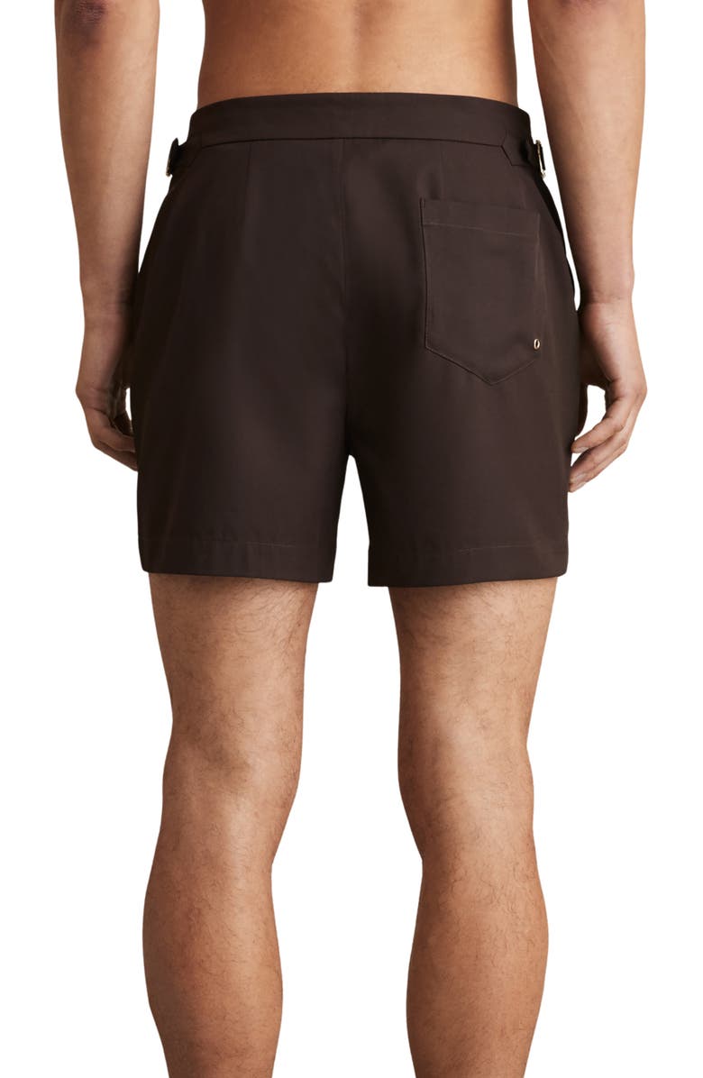 Reiss Sun Flat Front Swim Trunks, Alternate, color, Chocolate Brown