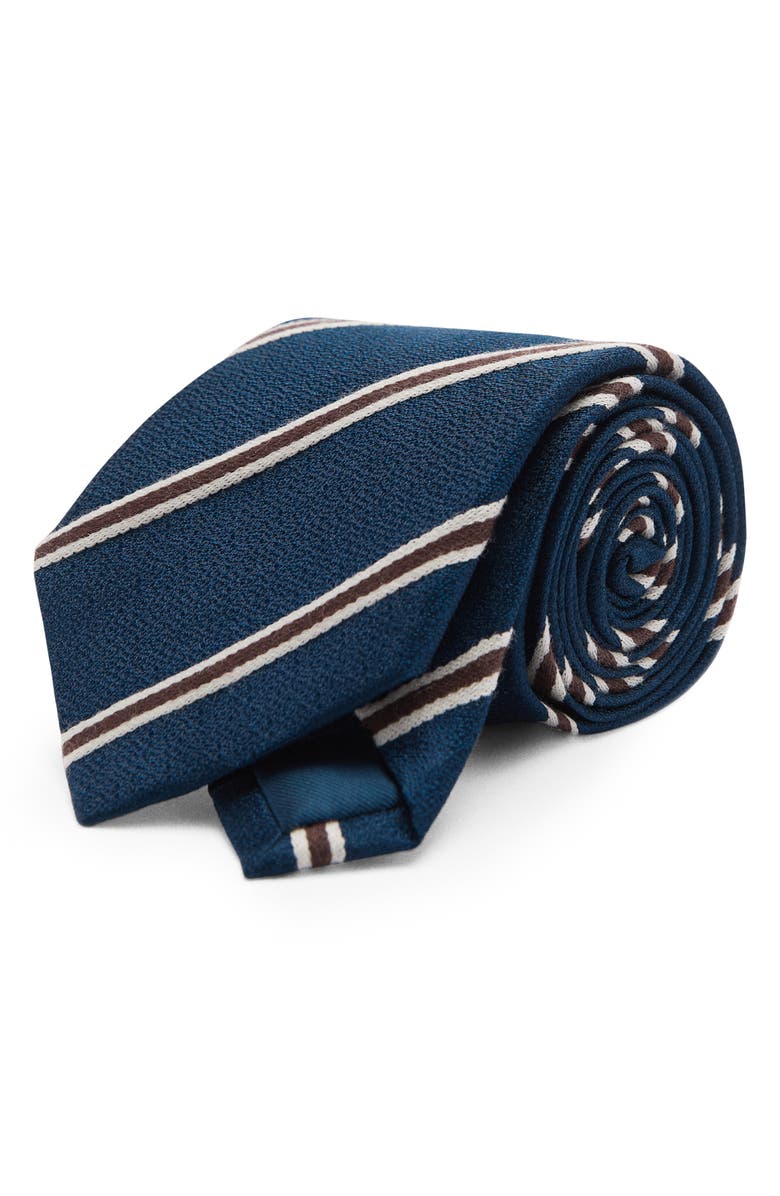 MANGO Stripe Pre-Tied Cotton, Silk & Wool Tie, Main, color, 
