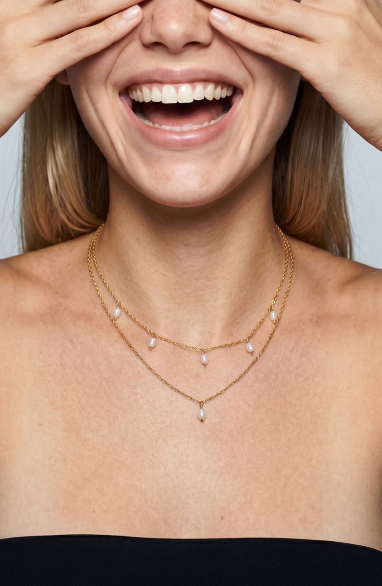 st. Moran Set of 2 Assorted Freshwater Pearl Necklaces, Alternate, color, Gold/ White