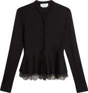 McQueen Lace Trim Peplum Cardigan