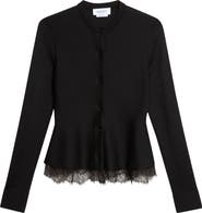 McQueen Lace Trim Peplum Cardigan