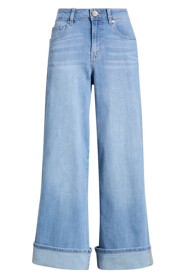 Roll Cuff Mid Rise Wide Leg Jeans, Alternate, color, KITTY HAWK