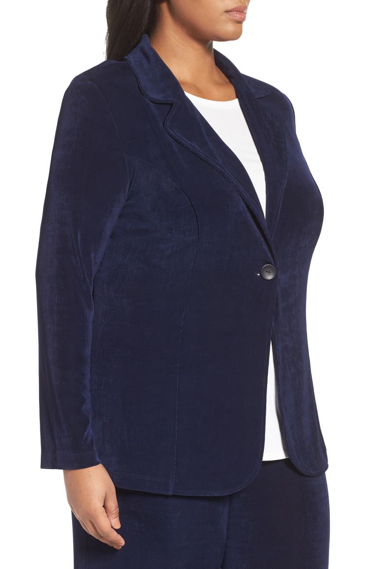 One-Button Stretch Knit Blazer, Alternate, color, NAVY