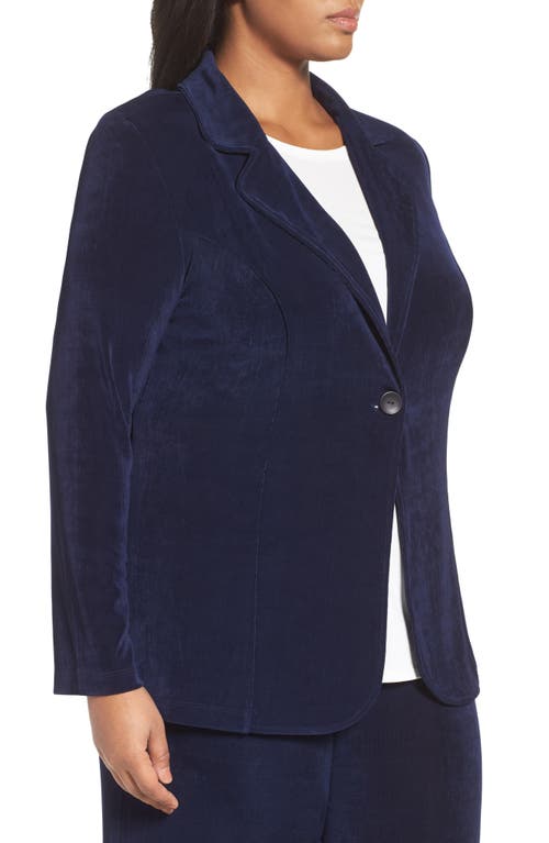Vikki Vi One-button Stretch Knit Blazer In Navy