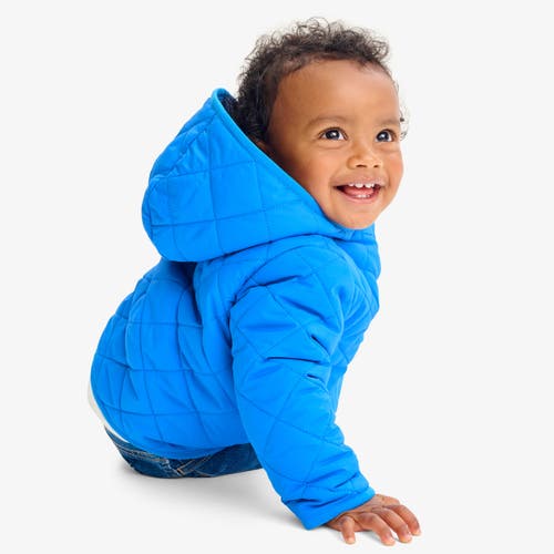 Primary Baby Quilted Fleece-lined Puffer Jacket In Blueberry