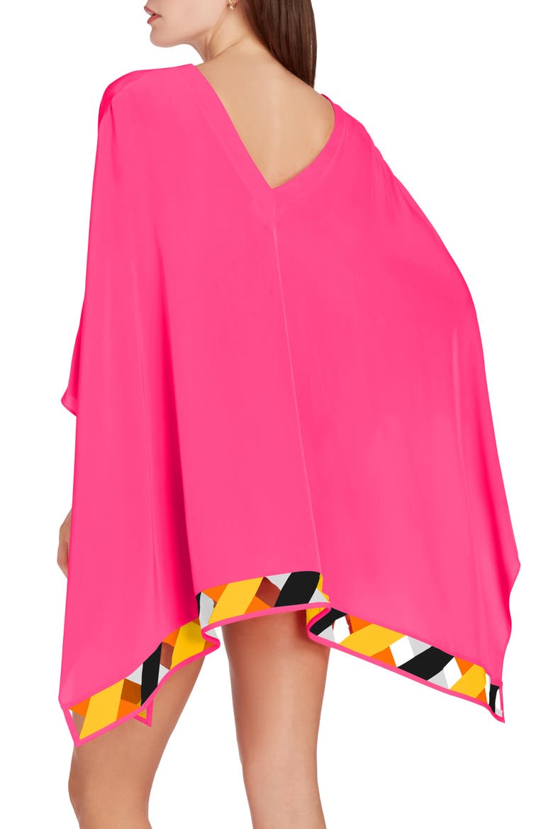 Bandage Hem Chiffon Cover-up Poncho, Alternate, color, Fuscia