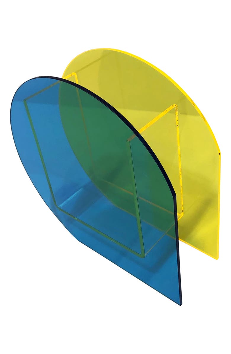 R16 HOME Lucite Vase, Main, color, Yellow/ Blue