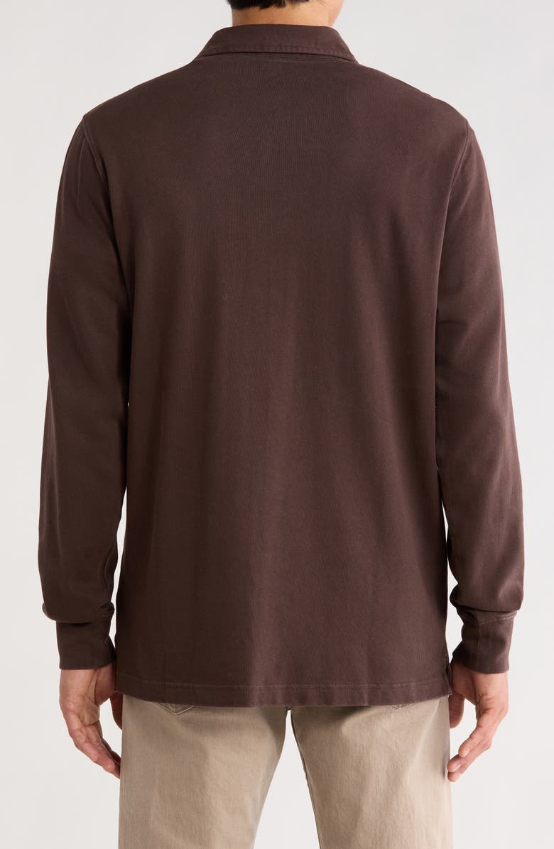 Treasure & Bond Long Sleeve Heavyweight Jersey Polo, Alternate, color, Brown Seal