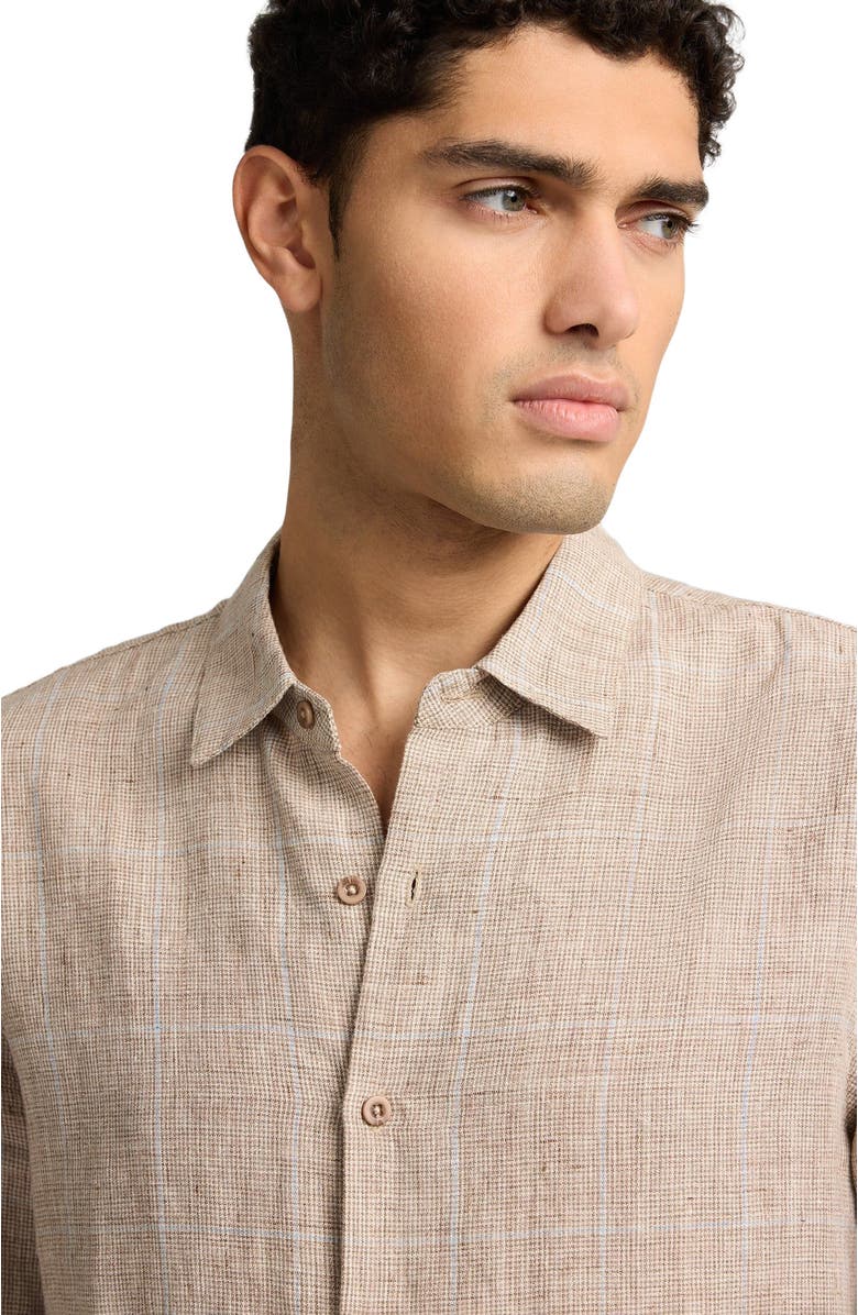 Onia Linen Long Sleeve Shirt, Alternate, color, Brown Multi