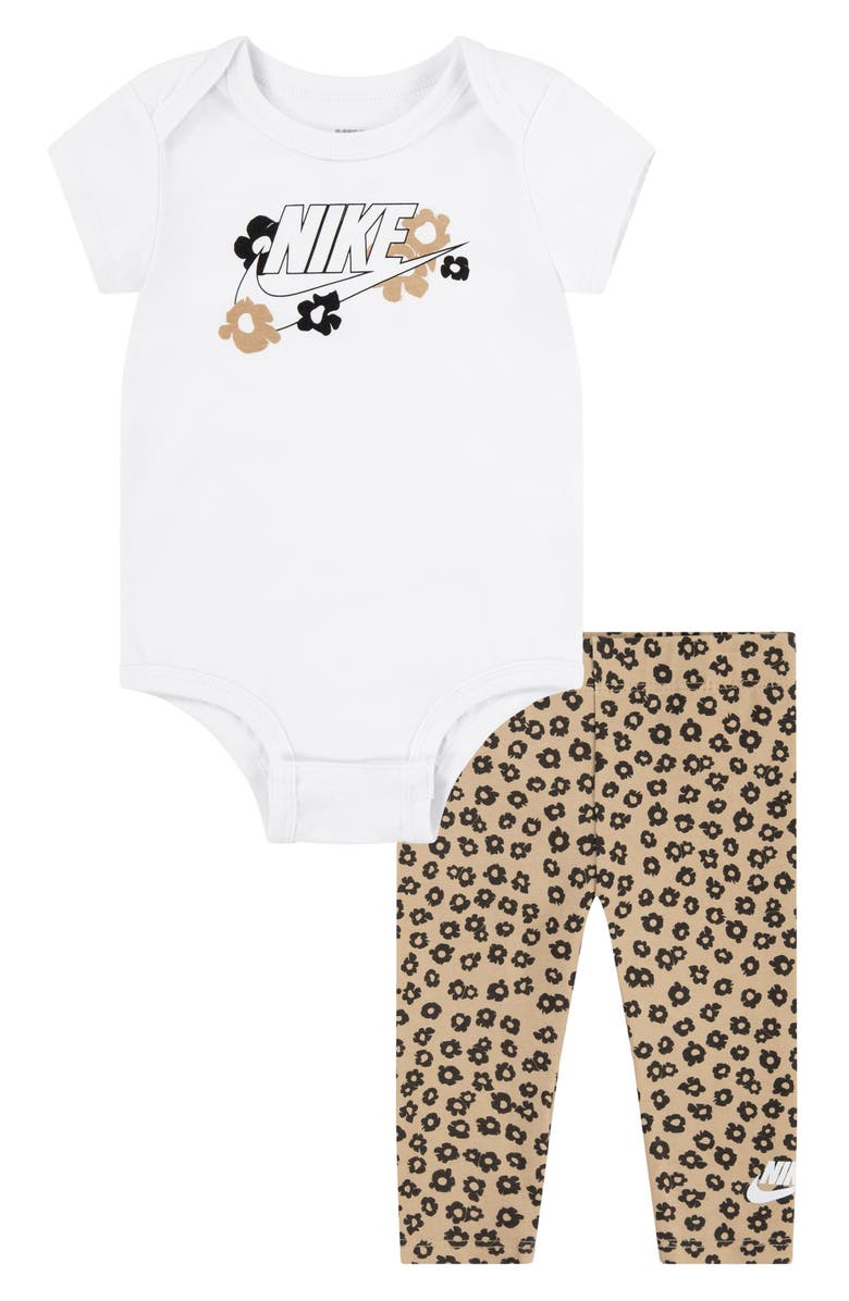 Nike Floral Bodysuit & Leggings Set, Main, color, 