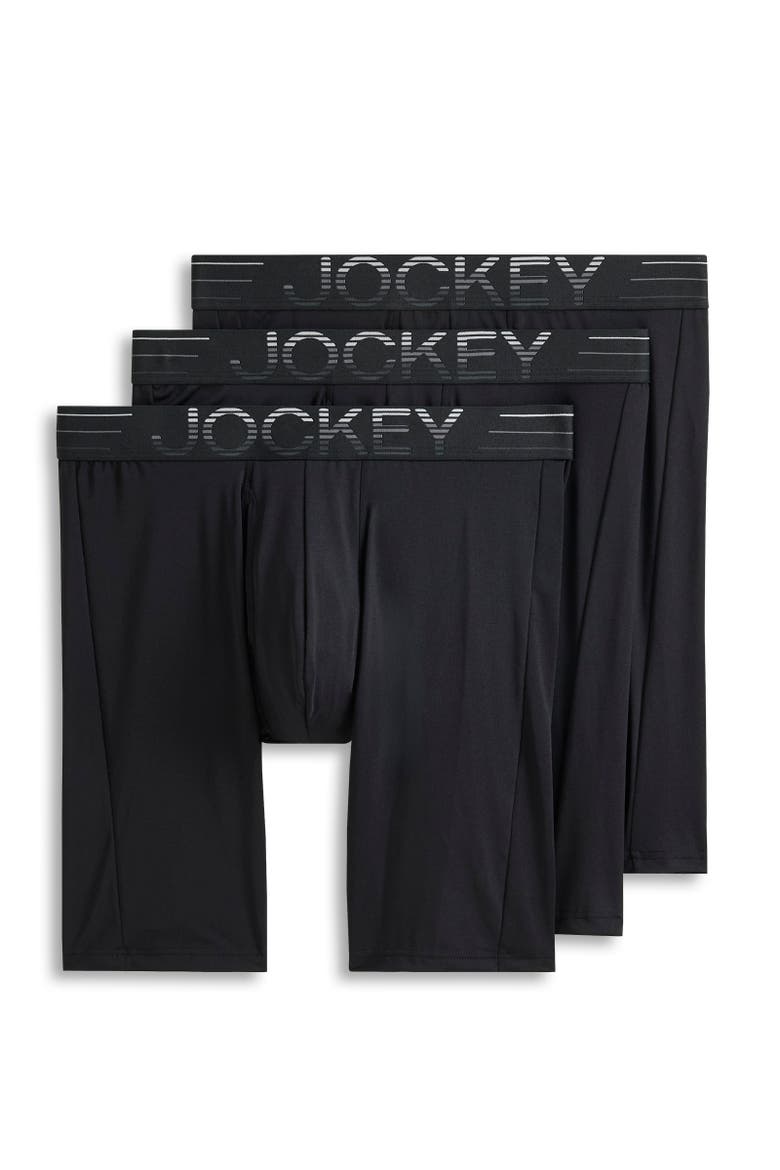 Men's EverActive Zero Chafe 9" Microfiber Long Leg Boxer Brief - 3 Pack, Main, color, Black