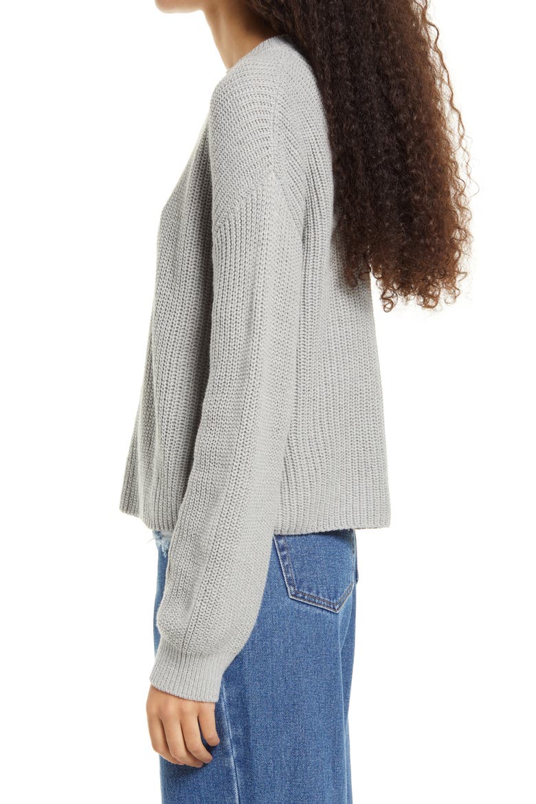 Cleo Crop Crewneck Sweater, Alternate, color, GREY HEATHER