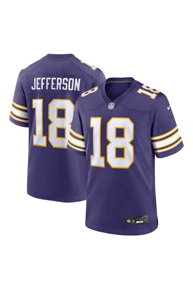 Men's Nike Justin Jefferson Purple Minnesota Vikings Classic Player Game Jersey, Main, color, Purple