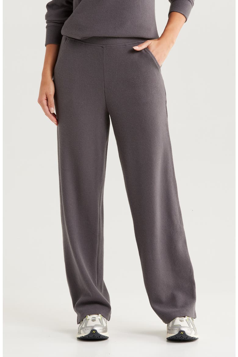 Cozy Waffle Knit Pants, Main, color, GREY FORGED