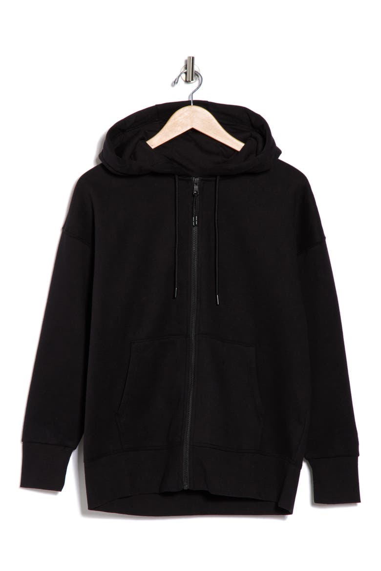 Oversize Fleece Full-Zip Hoodie, Alternate, color, BLACK