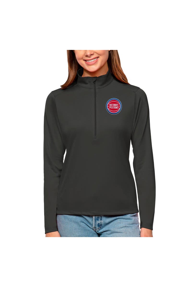 ANTIGUA Women's Antigua Charcoal Detroit Pistons Tribute Half-Zip Top, Main, color, Charcoal