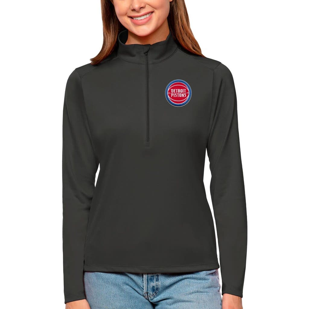 Women's Antigua Charcoal Detroit Pistons Tribute Half-Zip Top at Nordstrom, Size Large