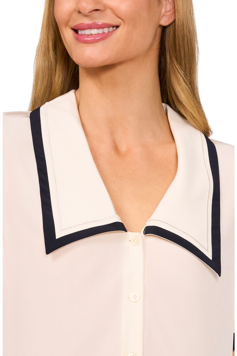 Contrast Trim Georgette Top, Alternate, color, EGGNOG