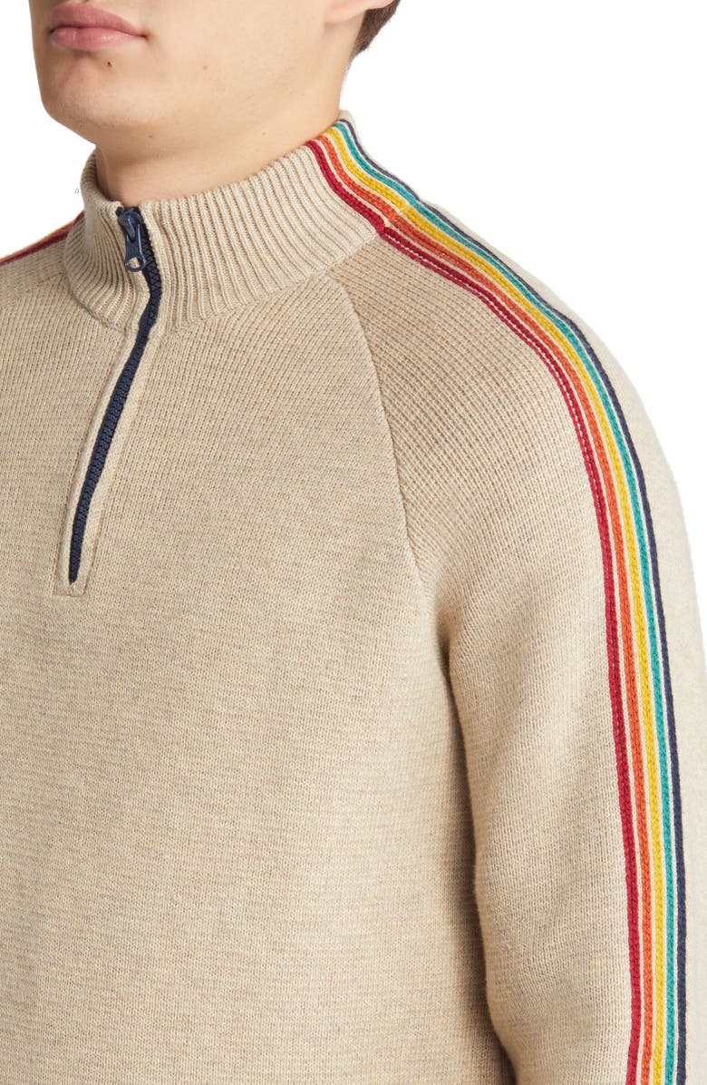 Marine Layer Stripe Sleeve Quarter Zip Pullover, Alternate, color, 