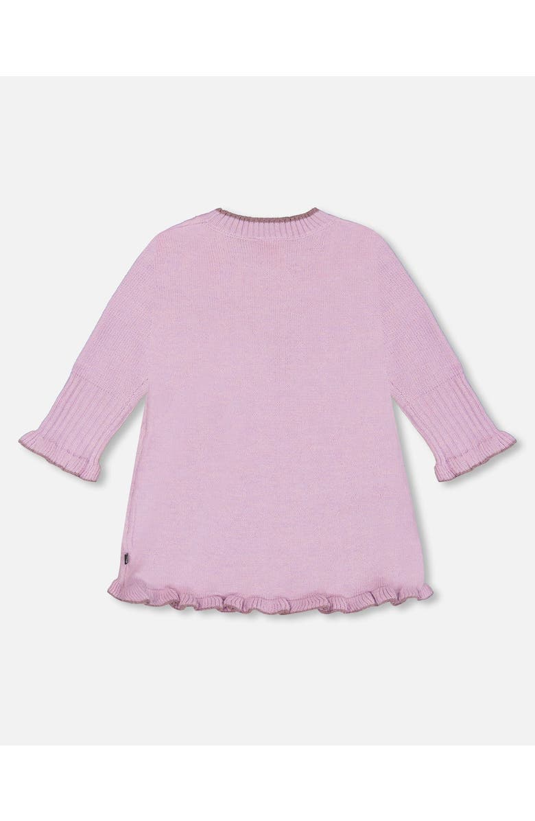 Deux par Deux Baby Girl's Knitted Dress With Flowers Lilac, Alternate, color, 