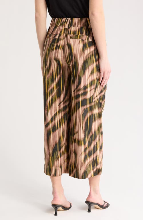Democracy Crop Wide Leg Pants In Mauve/forest Multi