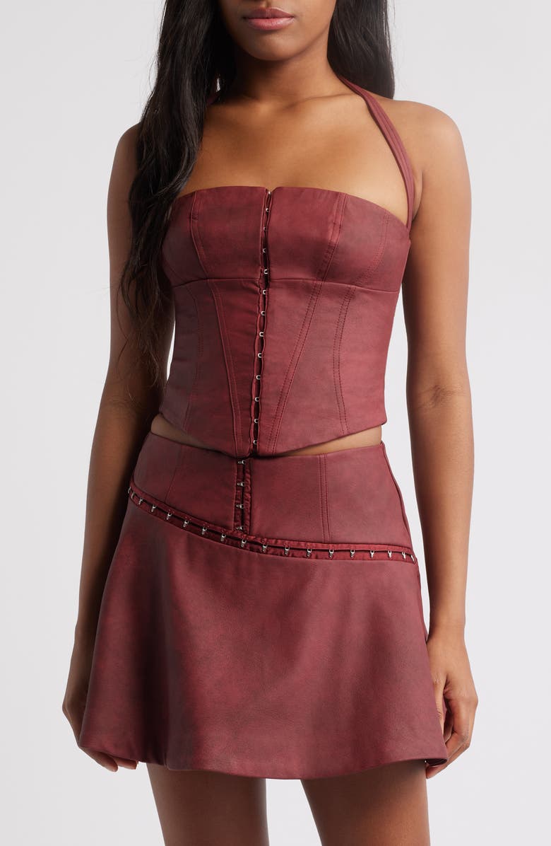 Mistress Rocks Faux Leather Corset Top, Main, color,