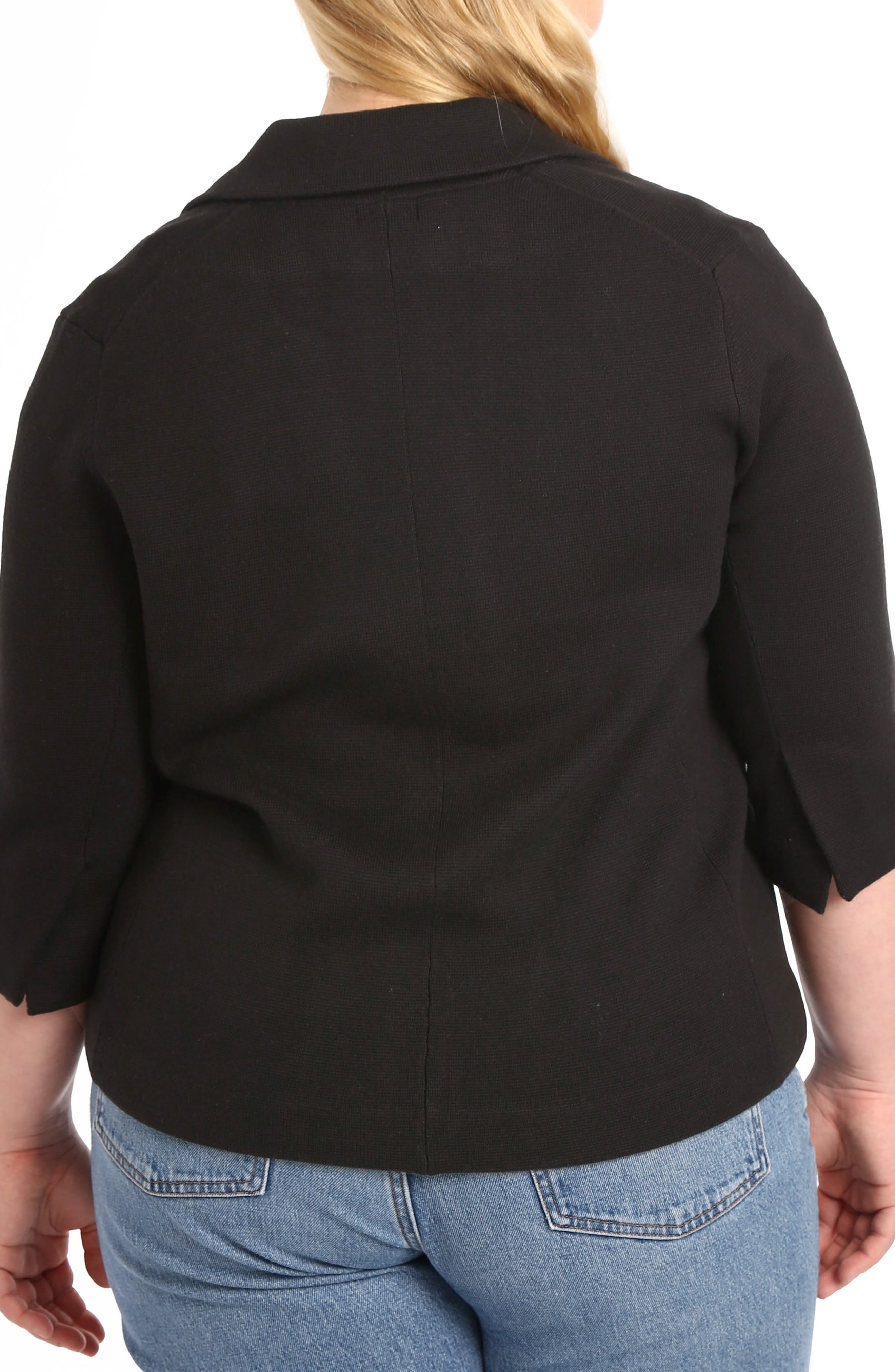 Three-Quarter Sleeve Cotton Blend Knit Blazer - image 2