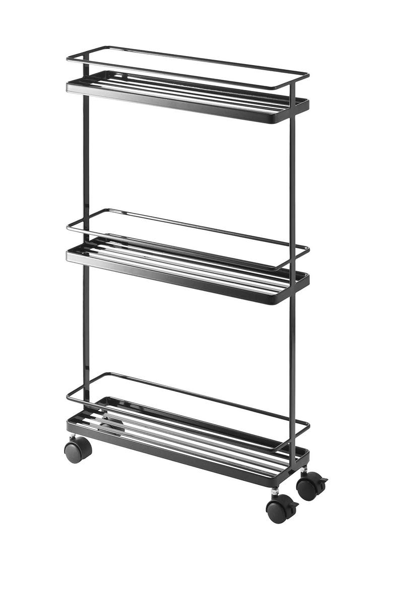 Yamazaki Tower Rolling Kitchen Storage Rack, Main, color, Black