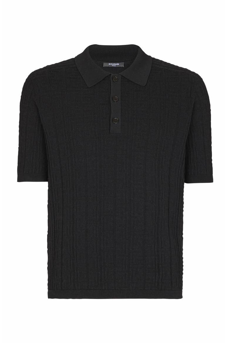 Monogram Knit Polo Shirt, Alternate, color, Black