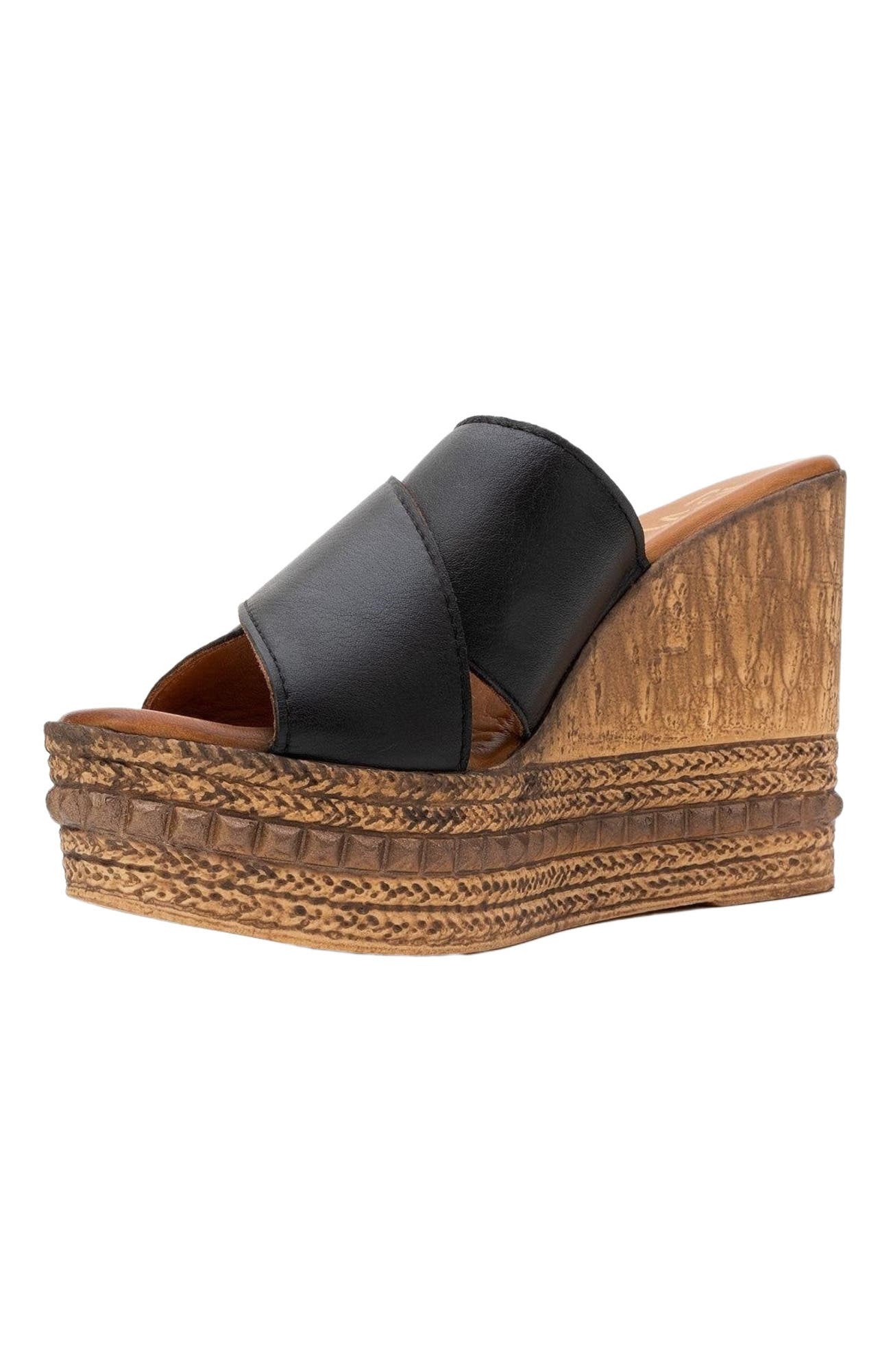 Forever & Always Shoes Lois Wedge Leather Sandal, Alternate, color, 
