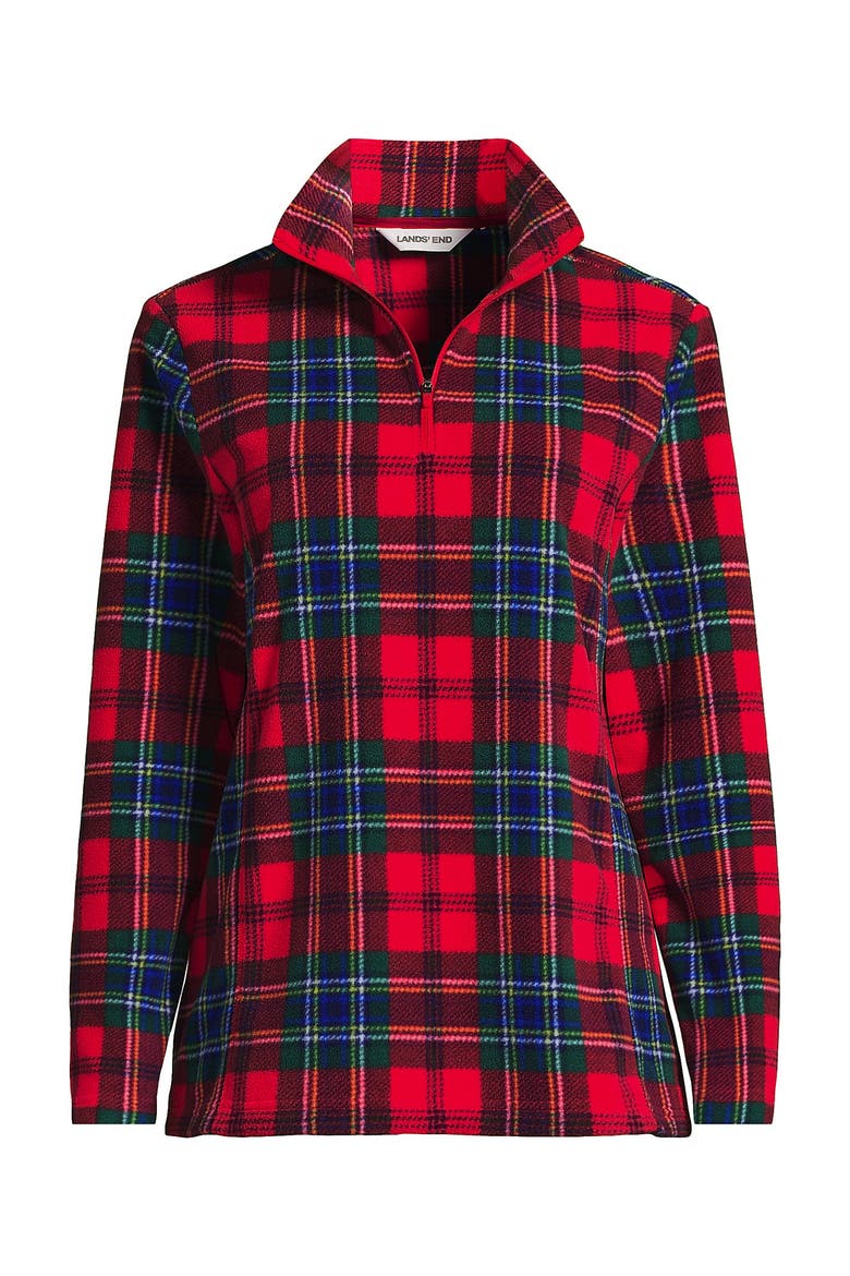 Anyweather Fleece Quarter Zip Pullover, Alternate, color, Compass Red/Pine Plaid