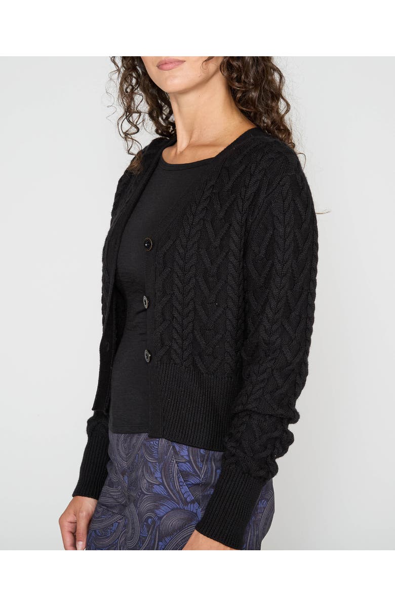 Lords of Harlech Samantha Cashmere Blend Cable Knit Cardigan Sweater, Alternate, color, Black