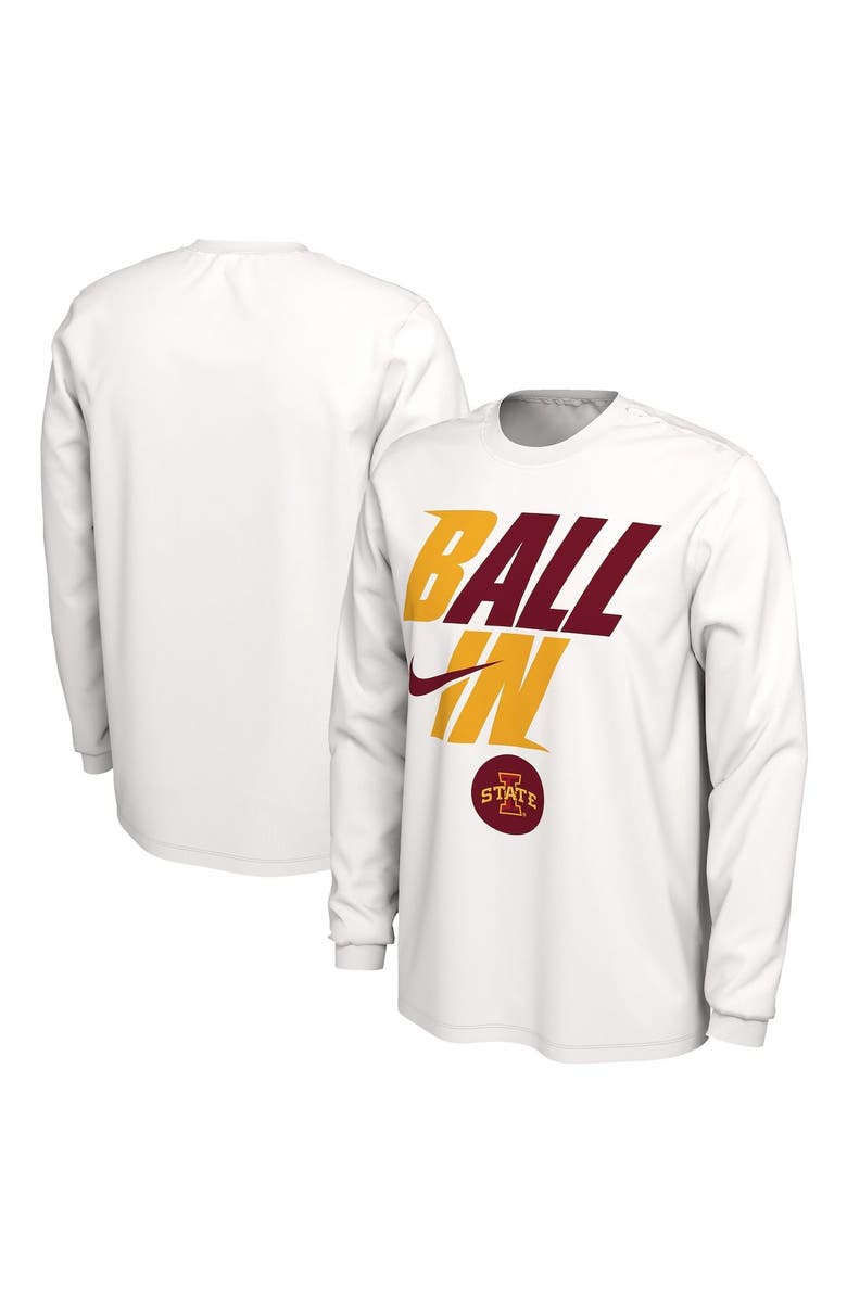 Nike Men's Nike White Iowa State Cyclones Ball In Bench Long Sleeve T-Shirt, Main, color, 