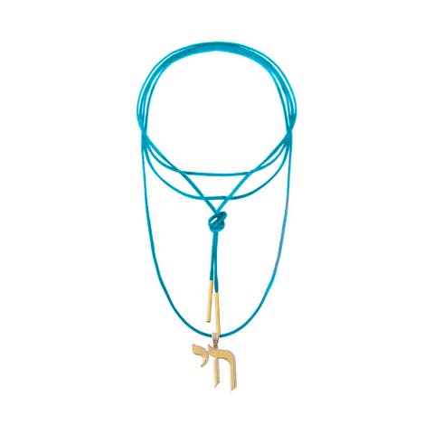 CZ Pave Shape Chai Suede Long Wrap Rope Pendant Necklace