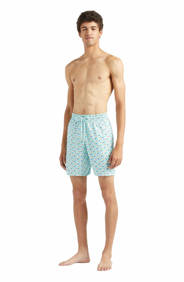 Vilebrequin Men's Micro Ronde Des Tortues Rainbow Long Stretch Swim Shorts, Main, color, 