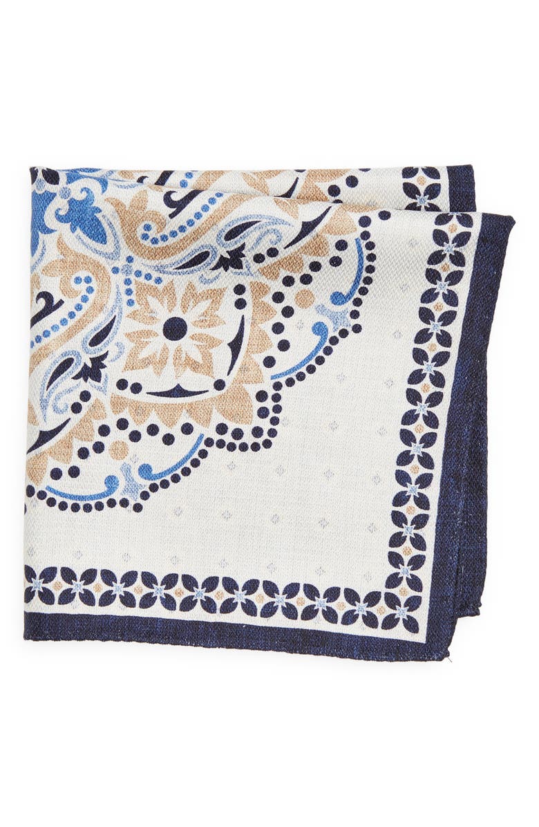 EDWARD ARMAH Mono Medallion Reversible Silk Pocket Square, Main, color,