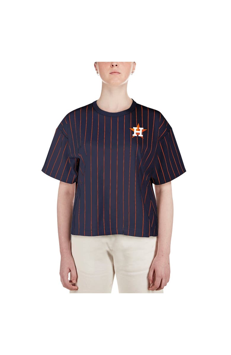 New Era Women's New Era Navy Houston Astros Boxy Pinstripe T-Shirt, Alternate, color, 