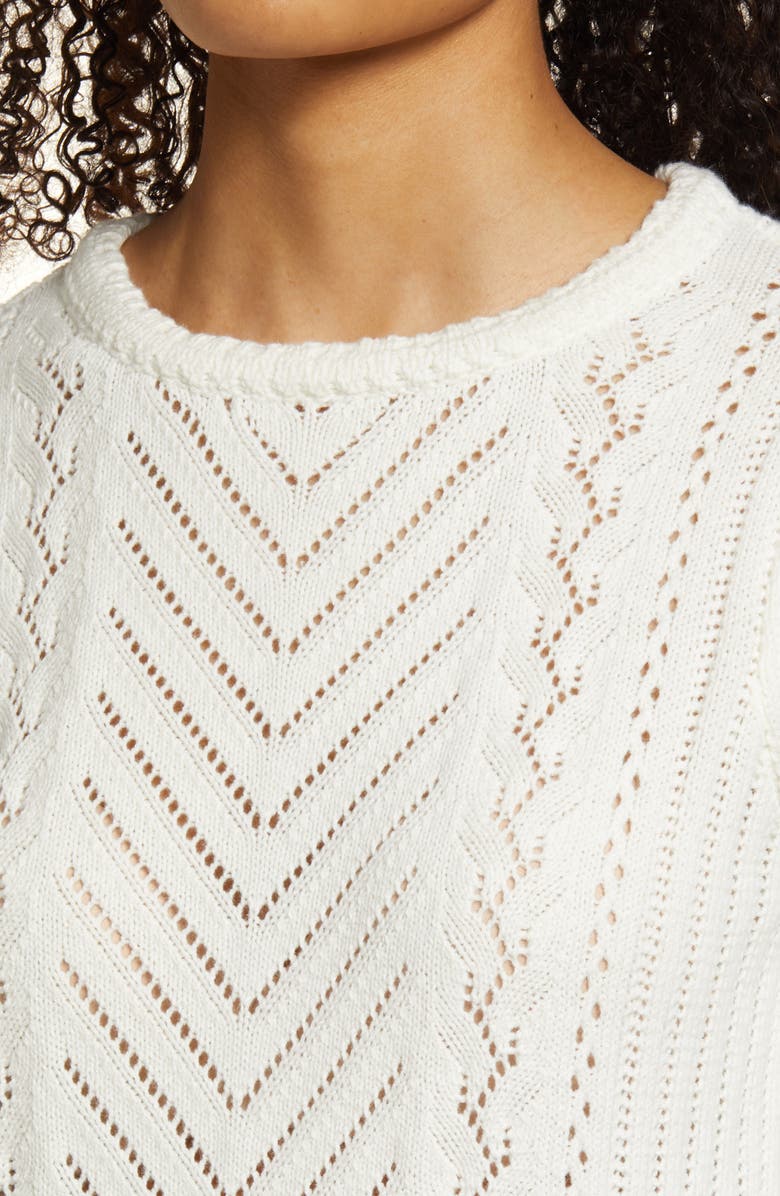 Bobeau Elbow Sleeve Pointelle Sweater, Alternate, color, 