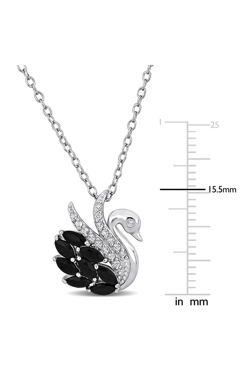 DELMAR Black Spinel & White Topaz Swan Pendant Necklace, Alternate, color,