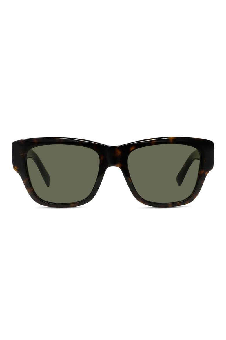 City 53mm Geometric Sunglasses, Main, color, DARK HAVANA / GREEN
