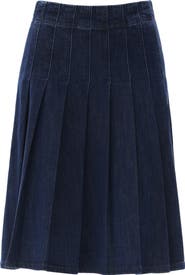 Bayeas Pleated High Waist Denim Skirt
