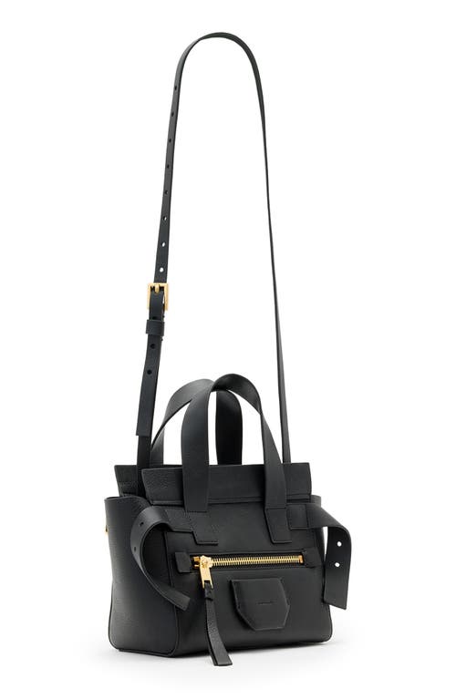 Allsaints Mini Perez Leather Top Handle Bag In Black