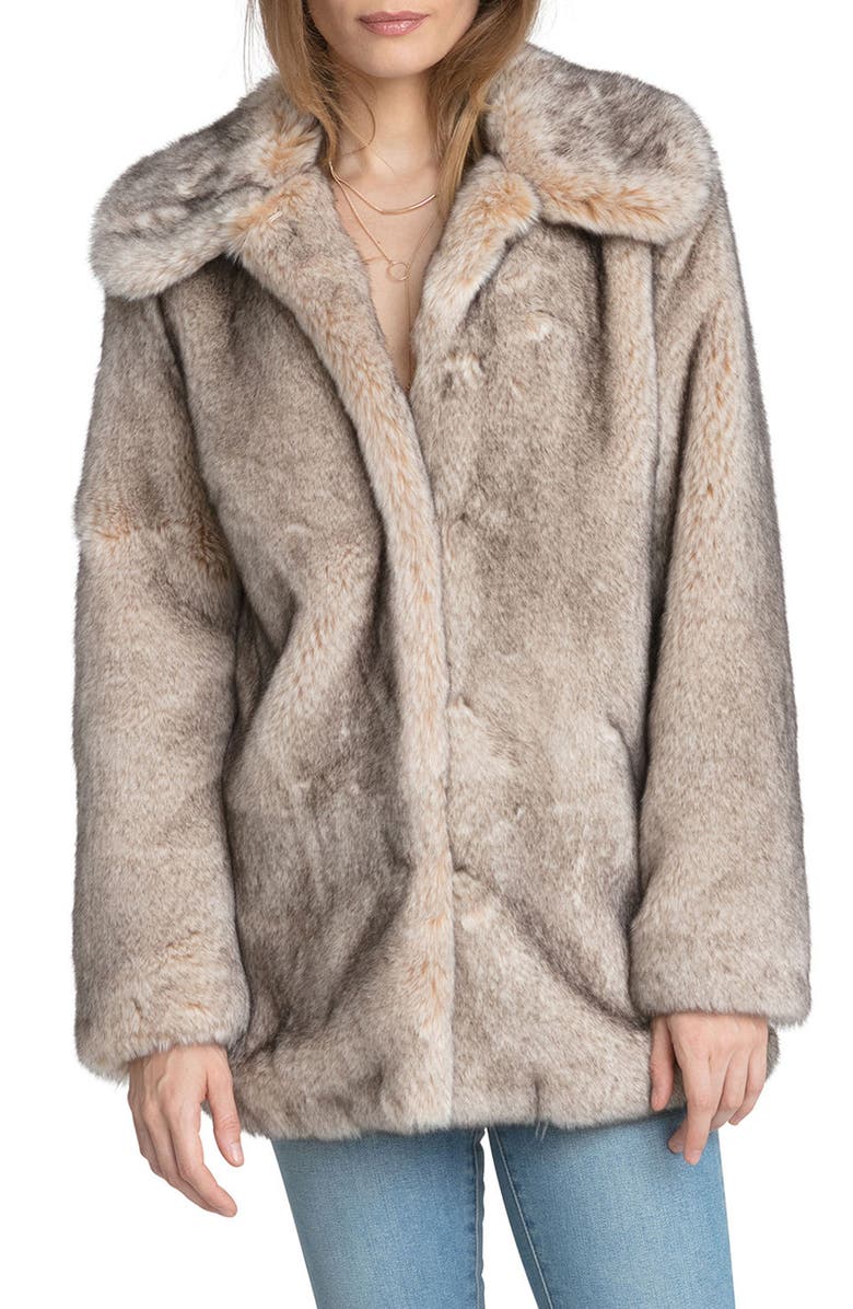 Avec Les Filles Faux Fur Swing Coat, Main, color, 