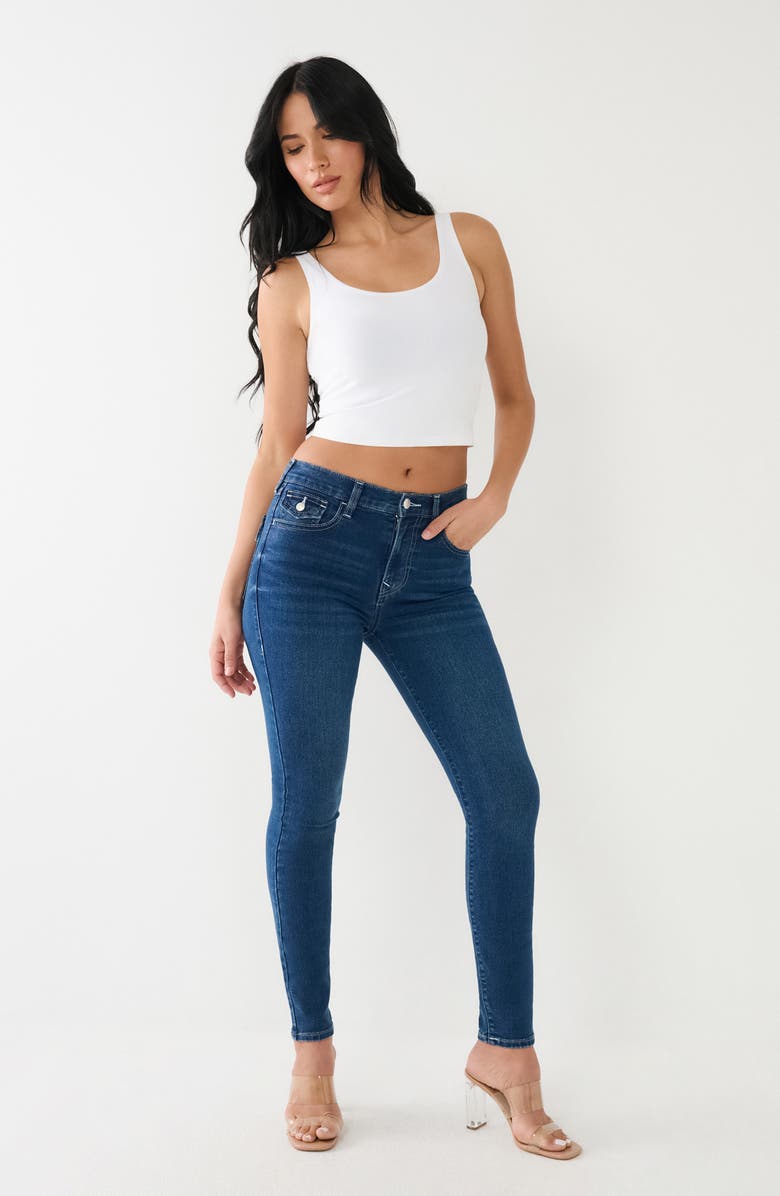 True Religion Halle High Waist Flap Pocket Skinny Jeans, Alternate, color, Medium Crystalline Wash